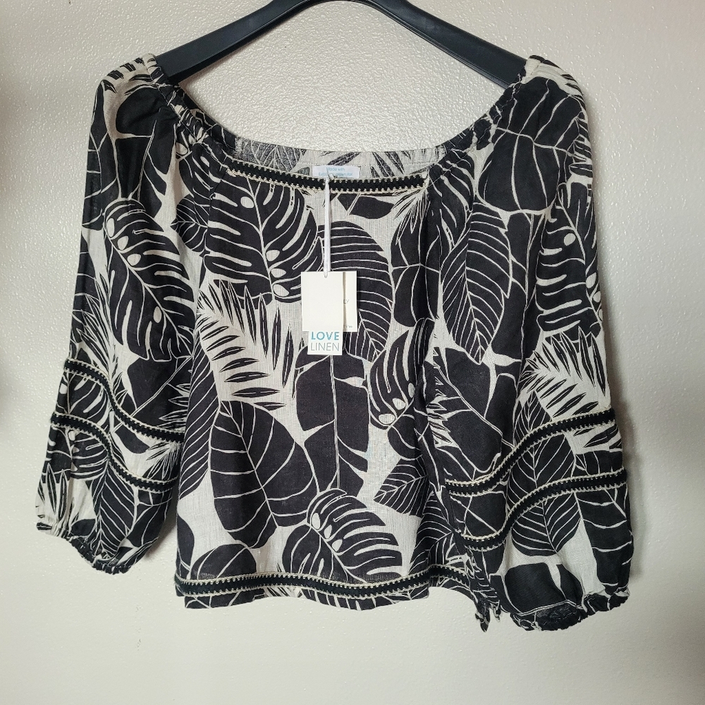 Cynthia Rowley Linen Womens Large Floral Shirt/Blouse/Top
